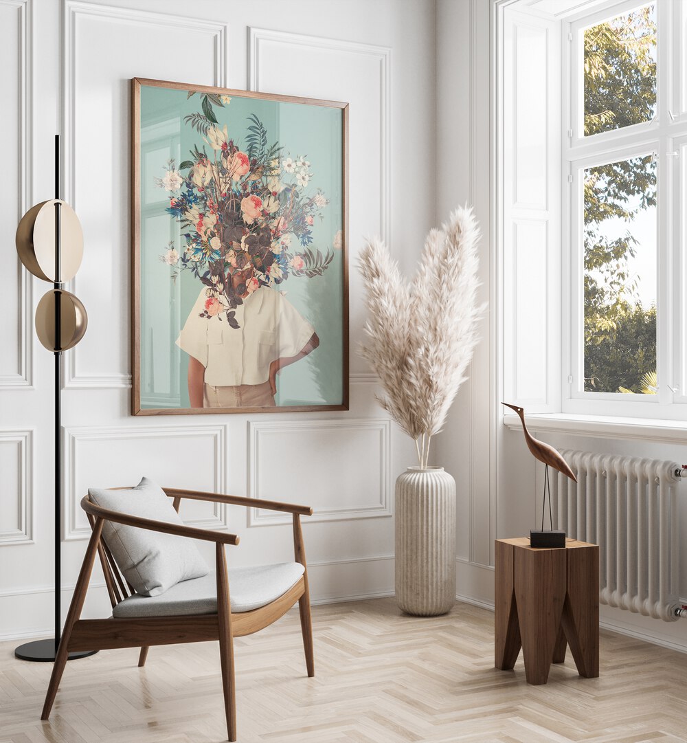 Brighten your space with "THANK GOD IT'S SPRING, SURREAL ART PRINTS" by Frank Moth, showcasing whimsical floral beauty.