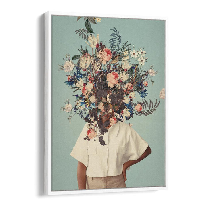 Colorful surreal art print "Thank God It's Spring" by Frank Moth adds whimsy to any space with floral designs.