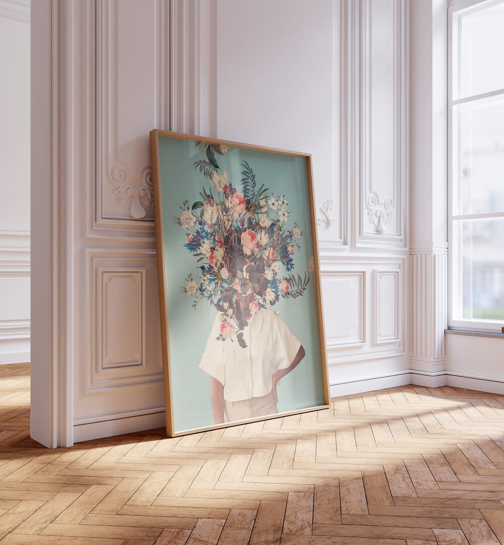 Elevate your space with THANK GOD IT'S SPRING, SURREAL ART PRINTS by Frank Moth, showcasing whimsical floral designs.