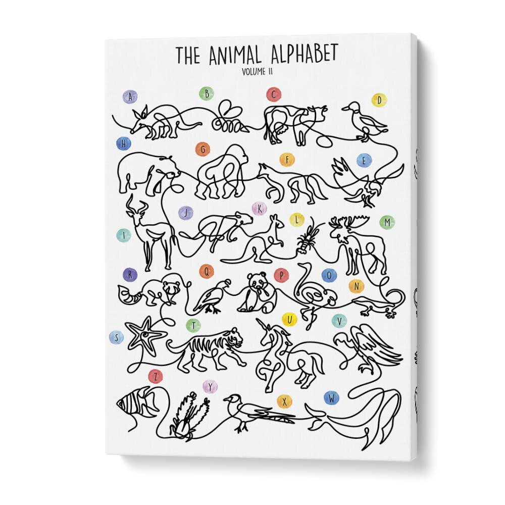 Playful animal illustrations in "THE ANIMAL ALPHABET VOLUME II, KIDS ROOM PAINTINGS" brighten any child's room.