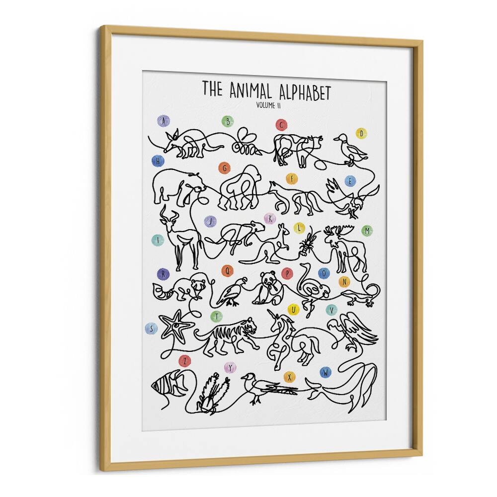Discover vibrant learning with THE ANIMAL ALPHABET VOLUME II, KIDS ROOM PAINTINGS by Hanna Lee Tidd, framed beautifully.