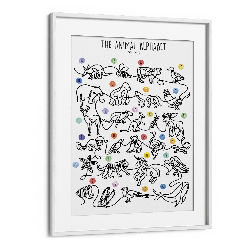 Framed "THE ANIMAL ALPHABET VOLUME II, KIDS ROOM PAINTINGS" by Hanna Lee Tidd, perfect for vibrant learning spaces.