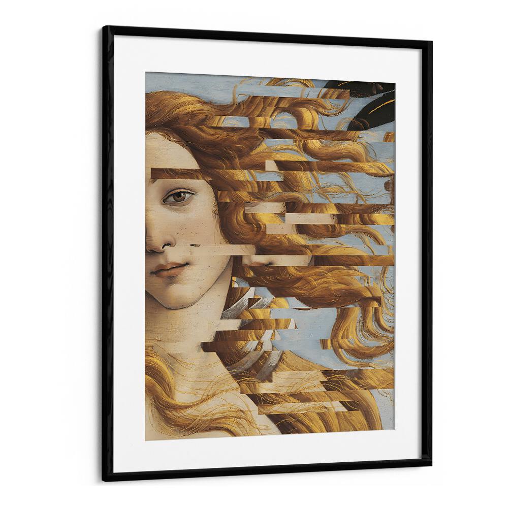 Reimagined art piece, THE BIRTH OF VENUS, ALTERED ART PRINTS by The Art Concept in a sleek black frame.