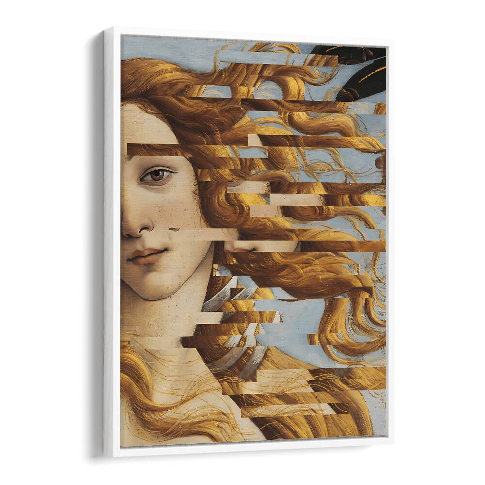Reimagined classic art, THE BIRTH OF VENUS, ALTERED ART PRINTS by The Art Concept in a sleek white floater frame.
