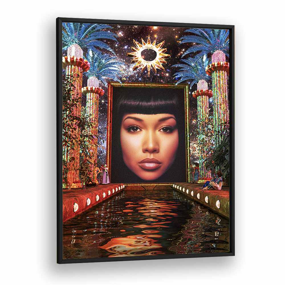 Stunning surreal art print, THE BROADCAST, by Cosmo Zach, framed in black, perfect for elevating your space.