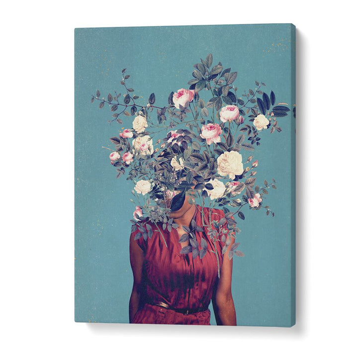 Explore "THE FIRST NOON, SURREAL ART PRINTS" by Frank Moth, featuring a captivating floral headpiece design.