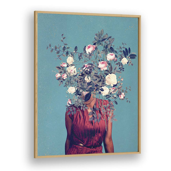 Stunning surreal art print, "THE FIRST NOON , SURREAL ART PRINTS" by Frank Moth, featuring floral elements and vibrant colors.