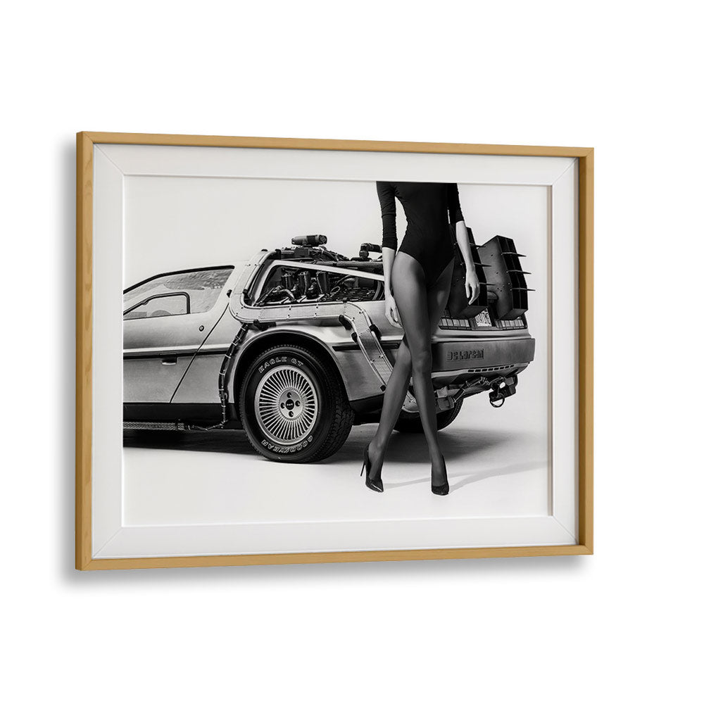 Stylish fine art print "THE FUTURE IS FEMALE II, PHOTOGRAPHY PRINTS" by David Drake with a vintage car backdrop.
