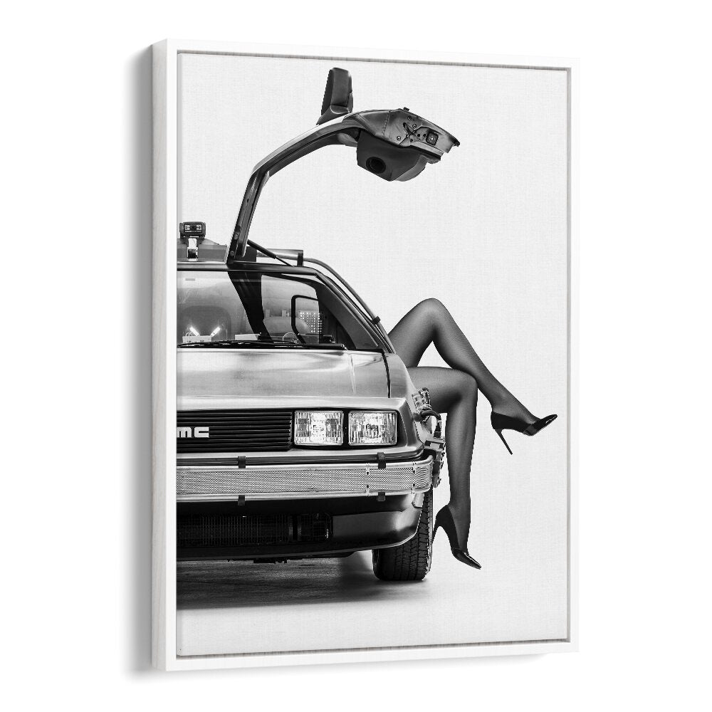 Stylish depiction of a car with elegant legs, showcasing THE FUTURE IS FEMALE I, CAR POSTERS by David Drake.