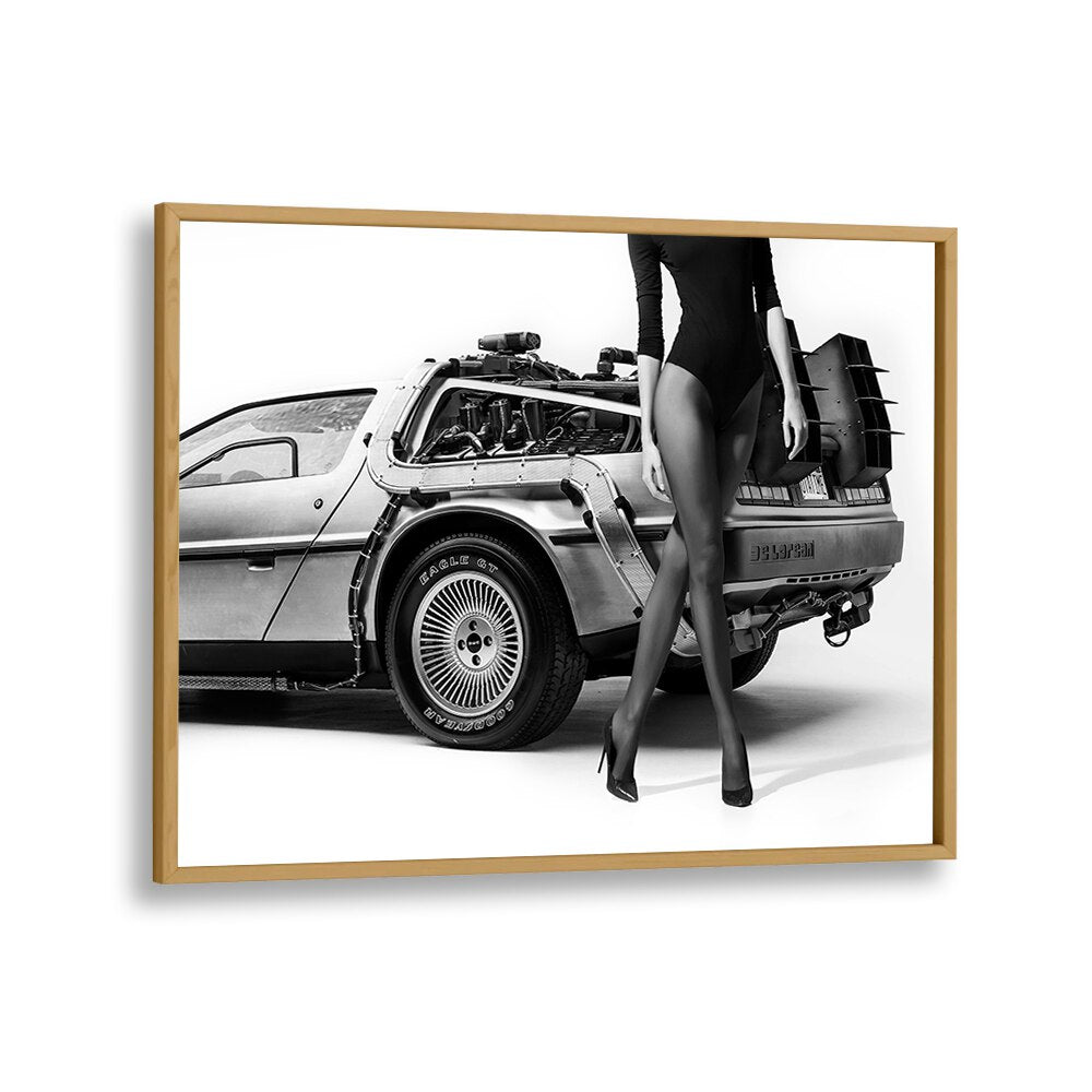 "The Future Is Female II, photography prints featuring a stylish figure and classic car by David Drake, perfect for art lovers."