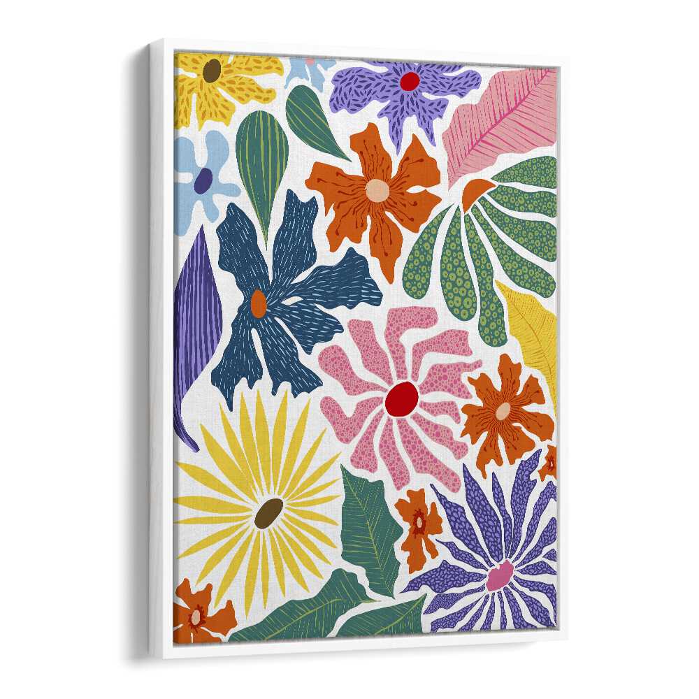 Bright and colorful botanical art from THE HAPPY GARDEN, FLORAL FLOWER PAINTINGS by Uma Gokhale, perfect for home decor.