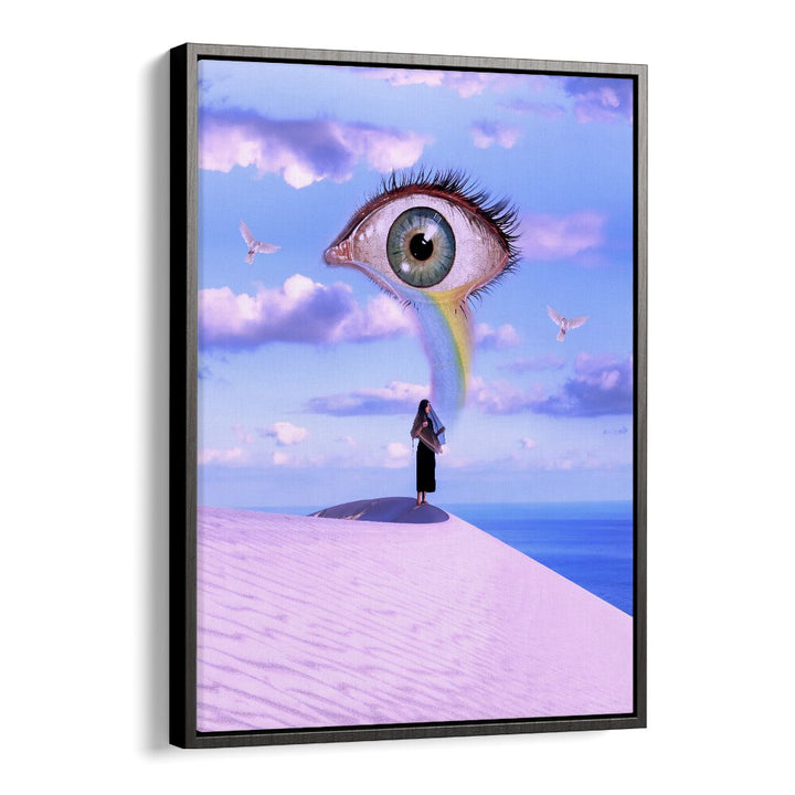 Surreal art prints, "THE PROPHETEES," by Ritvik Takkar, feature an enchanting eye and dreamlike landscape.