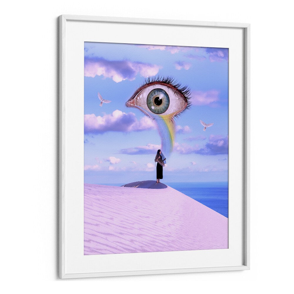 Surreal art print "The Prophetees" by Ritvik Takkar, framed artwork showcasing dreamlike imagery and vibrant colors.