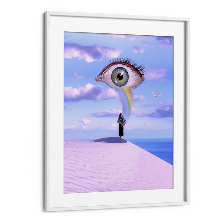 Surreal art print "The Prophetees" by Ritvik Takkar, framed artwork showcasing dreamlike imagery and vibrant colors.