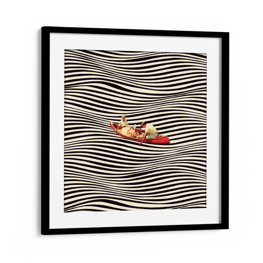 Explore "THE REAL BOAT TRIP, SURREAL ART PRINTS" by Taudalpoi, featuring a unique design in a stylish black frame.