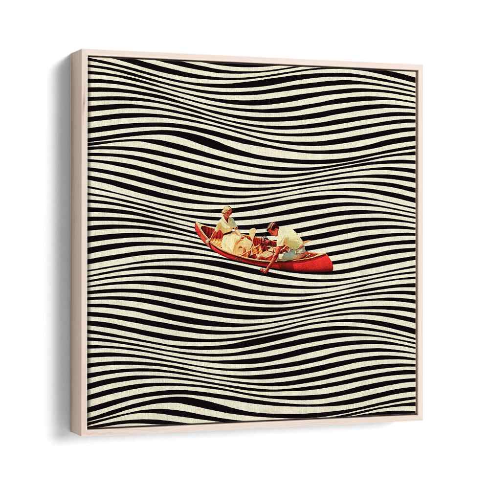 "The Real Boat Trip, Surreal Art Prints features a vibrant canoe scene, perfect for modern decor by Taudalpoi."