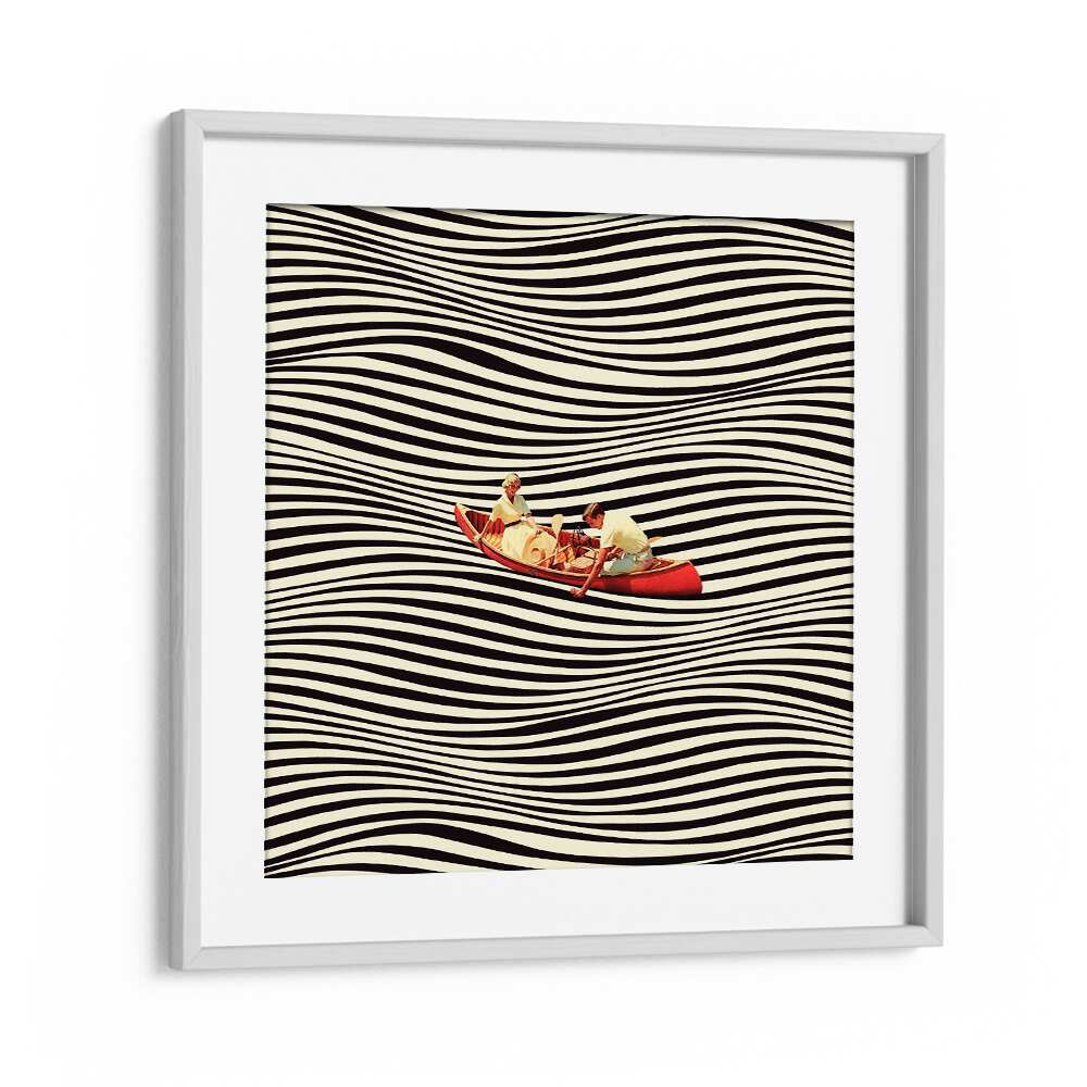 Stylish "THE REAL BOAT TRIP, SURREAL ART PRINTS" in a white frame, perfect for modern home decor by Taudalpoi.