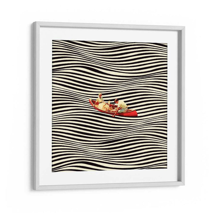 Stylish "THE REAL BOAT TRIP, SURREAL ART PRINTS" in a white frame, perfect for modern home decor by Taudalpoi.