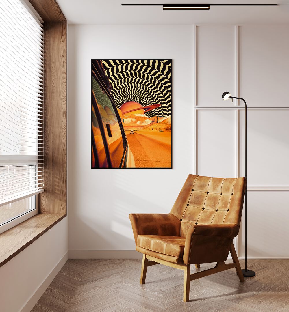 Vibrant artwork titled THE REAL ROAD TRIP, SURREAL ART PRINTS, showcasing adventure and creativity by Taudalpoi.