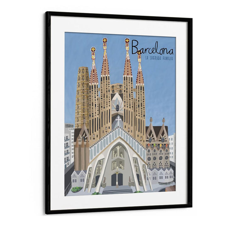 Stunning THE SAGRADA FAMILIA, TRAVEL POSTERS by Carla Daly, highlighting Gaudí's architectural marvel in Barcelona.