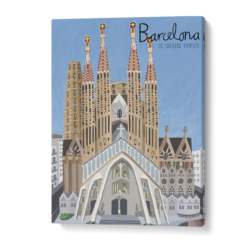 Stunning travel poster of THE SAGRADA FAMILIA by Carla Daly, perfect for enhancing any space with Barcelona's charm.