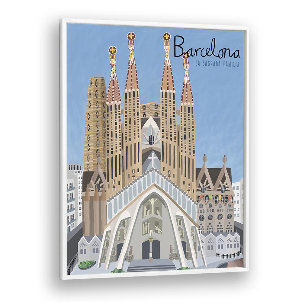 Stunning THE SAGRADA FAMILIA, TRAVEL POSTERS by Carla Daly, showcasing Gaudí's iconic architecture in vibrant style.