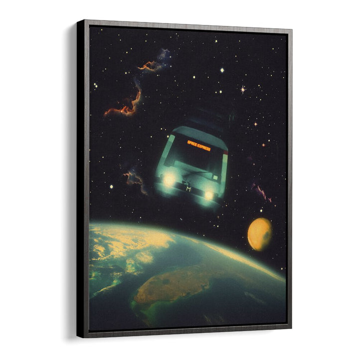 Experience the cosmos with THE SPACE EXPRESS, SURREAL ART PRINTS by Taudalpoi, a captivating addition to your decor.