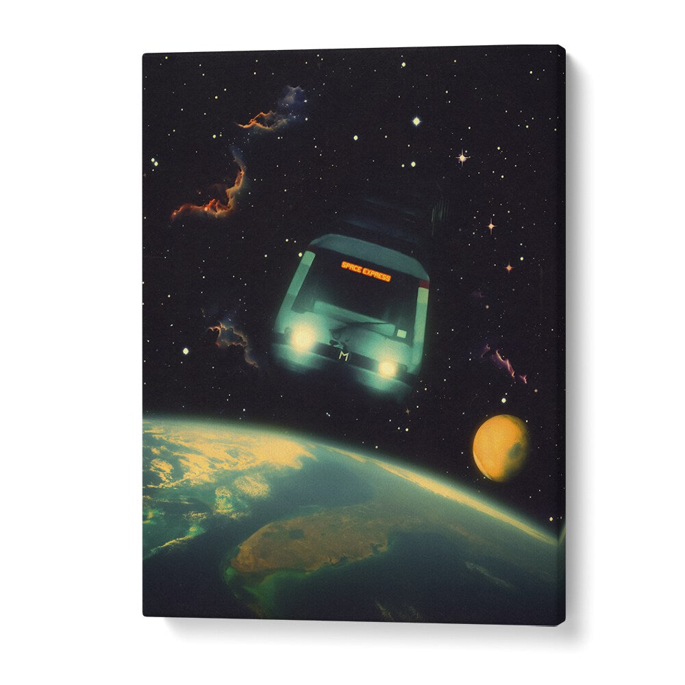 Experience cosmic art with THE SPACE EXPRESS, SURREAL ART PRINTS by Taudalpoi, perfect for elevating your space.
