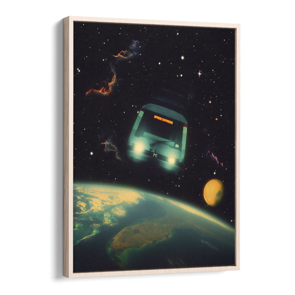 Experience cosmic wonder with THE SPACE EXPRESS, SURREAL ART PRINTS, a captivating piece by Taudalpoi.