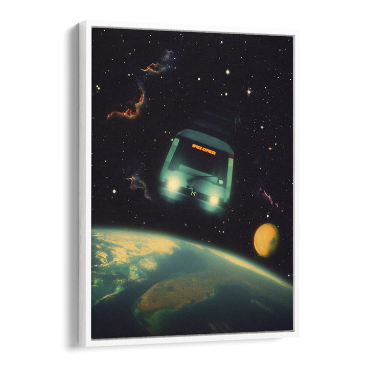 Explore the cosmos with THE SPACE EXPRESS, SURREAL ART PRINTS, a stunning piece by Taudalpoi for your space.