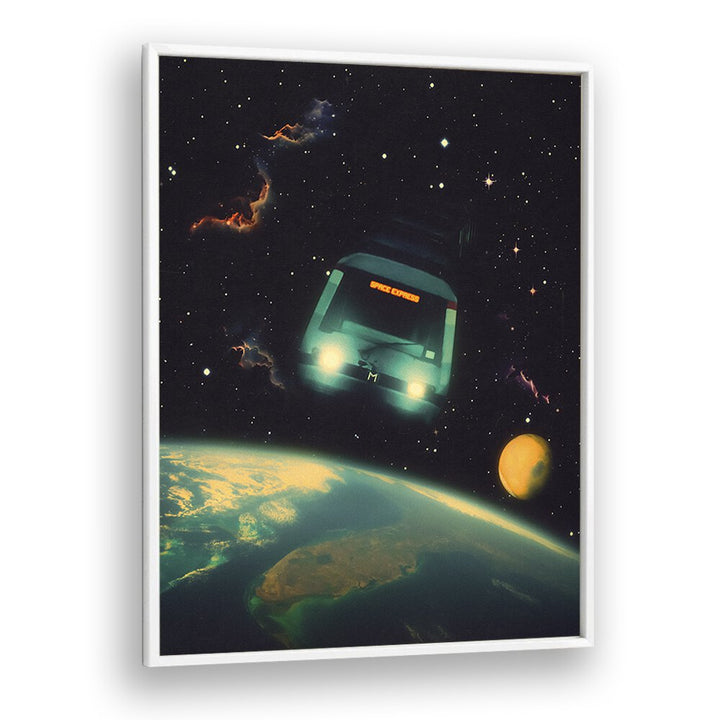 Captivating THE SPACE EXPRESS, SURREAL ART PRINTS by Taudalpoi, featuring a cosmic train journey through space.