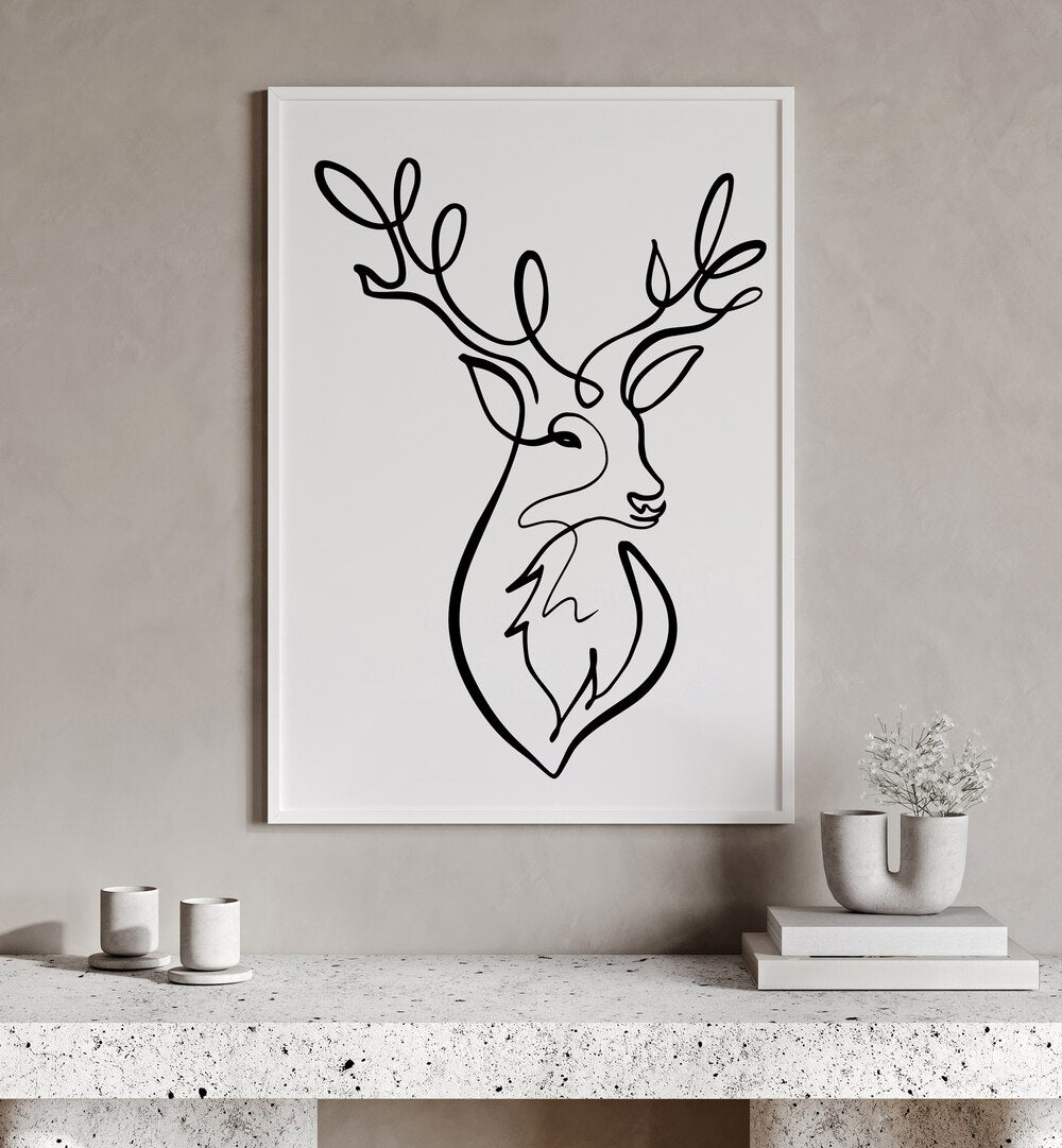 Stylish and minimalist, THE STAG, LINE ART PAINTINGS enhance your space with elegance and sophistication.