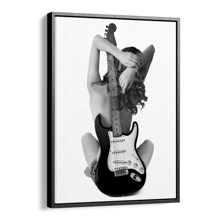 "The Strat, photography prints by David Drake, featuring a stunning black and white guitar art piece."