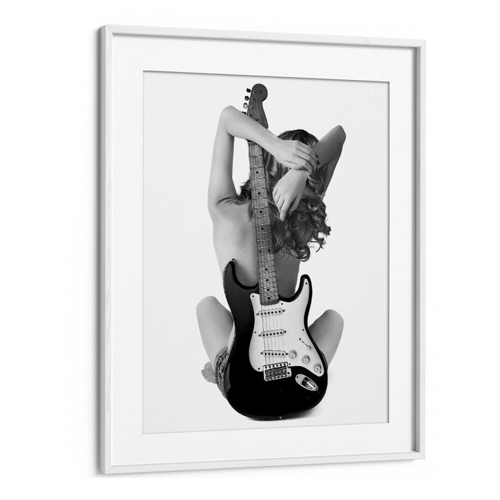 Fine art photography print "THE STRAT" by David Drake showcases music and fashion in a stunning black and white design.