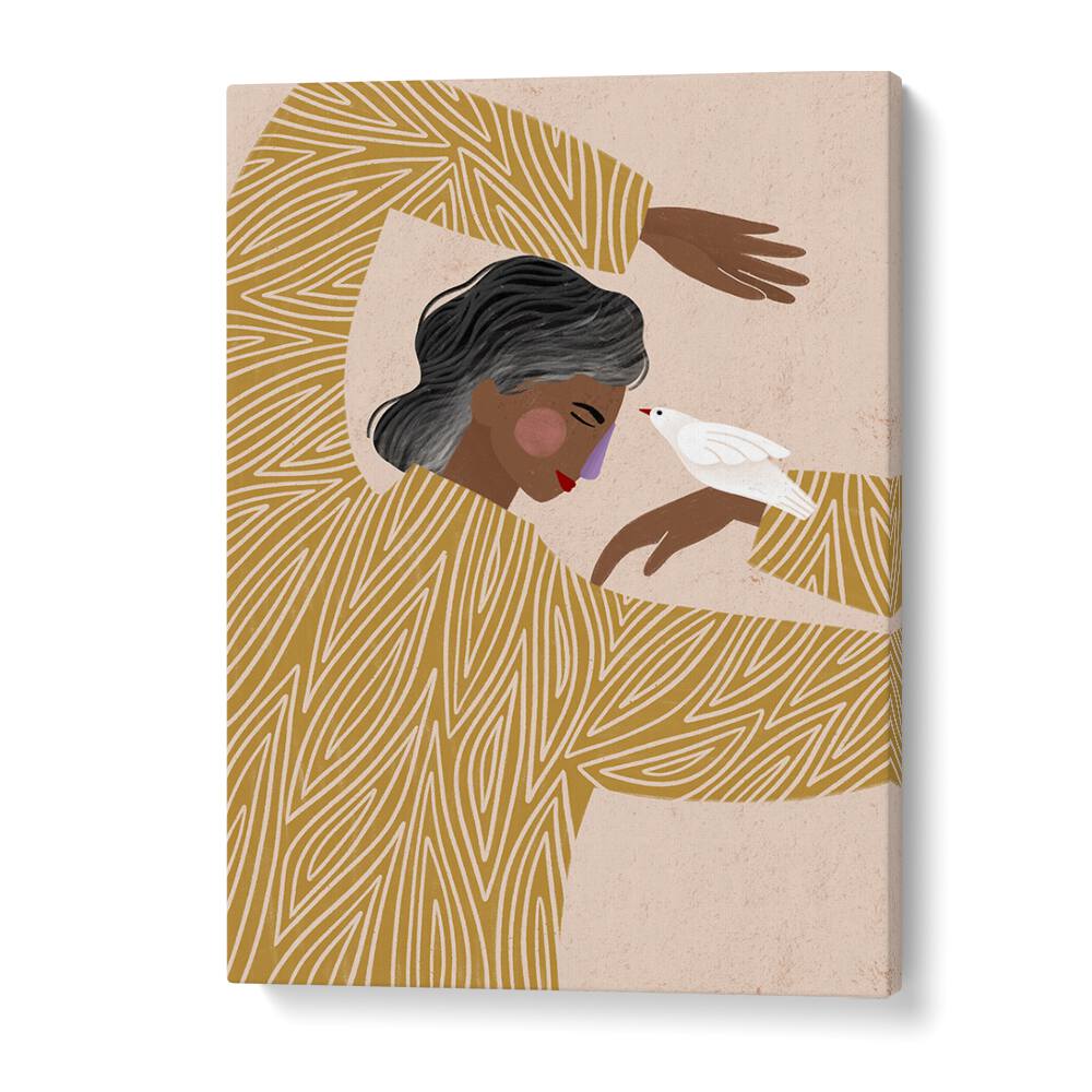 Bea Muller's "The Woman with Bird, Portraits" captures elegance and femininity in a vibrant illustration.