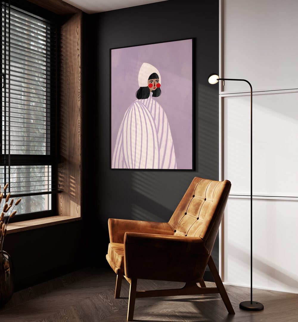 Elegant WOMAN IN HAT, PORTRAITS artwork by Bea Muller, showcasing timeless charm and femininity in vibrant colors.