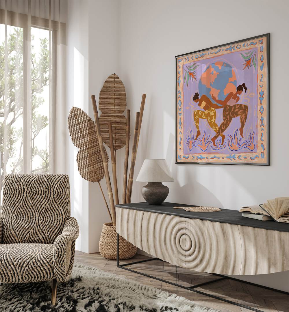 Vibrant wall art from The World by Arty Guava, showcasing modern portraits and figurative illustrations.
