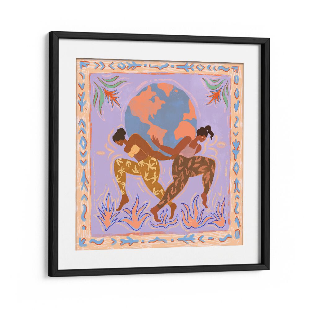 Stylish wall art from Arty Guava featuring "THE WORLD , PORTRAITS" in a modern black frame, enhancing any space.