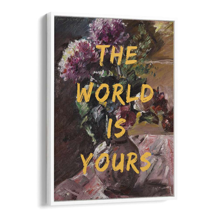 Elevate your decor with THE WORLD IS YOURS, ALTERED ART PRINTS by The Art Concept in a stylish white floater frame.