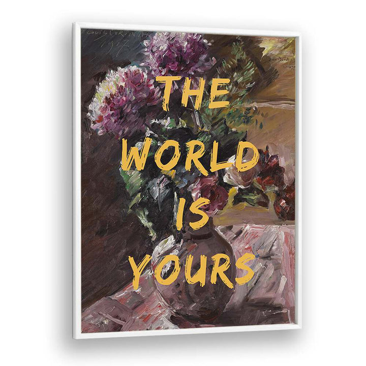 "THE WORLD IS YOURS, ALTERED ART PRINTS" by The Art Concept in a sleek white frame, perfect for inspiring decor.