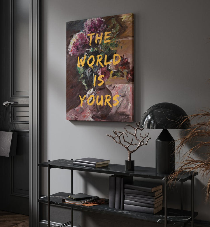 Elevate your space with THE WORLD IS YOURS, ALTERED ART PRINTS by The Art Concept, a stunning centerpiece for inspiration.