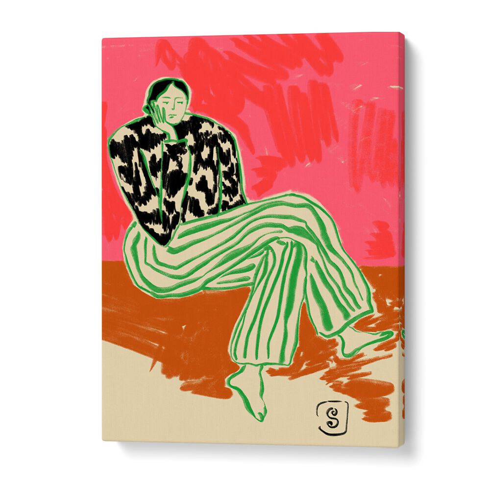 Colorful figurative illustration highlighting the theme of THINKING, PORTRAITS, perfect for art lovers.