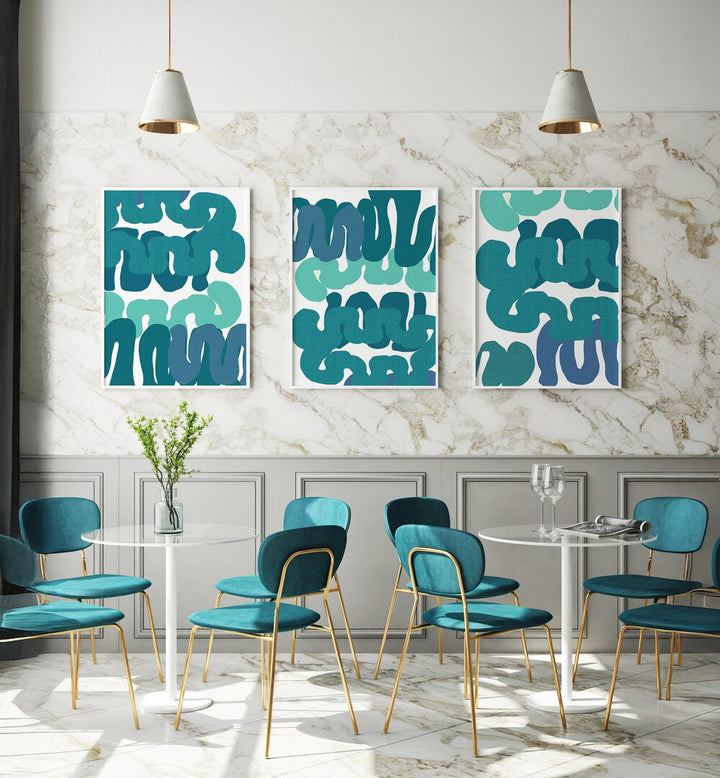 Enhance your space with the TIDAL RHYTHM SET, SET OF 3 PAINTINGS, showcasing ocean-inspired elegance and tranquility.