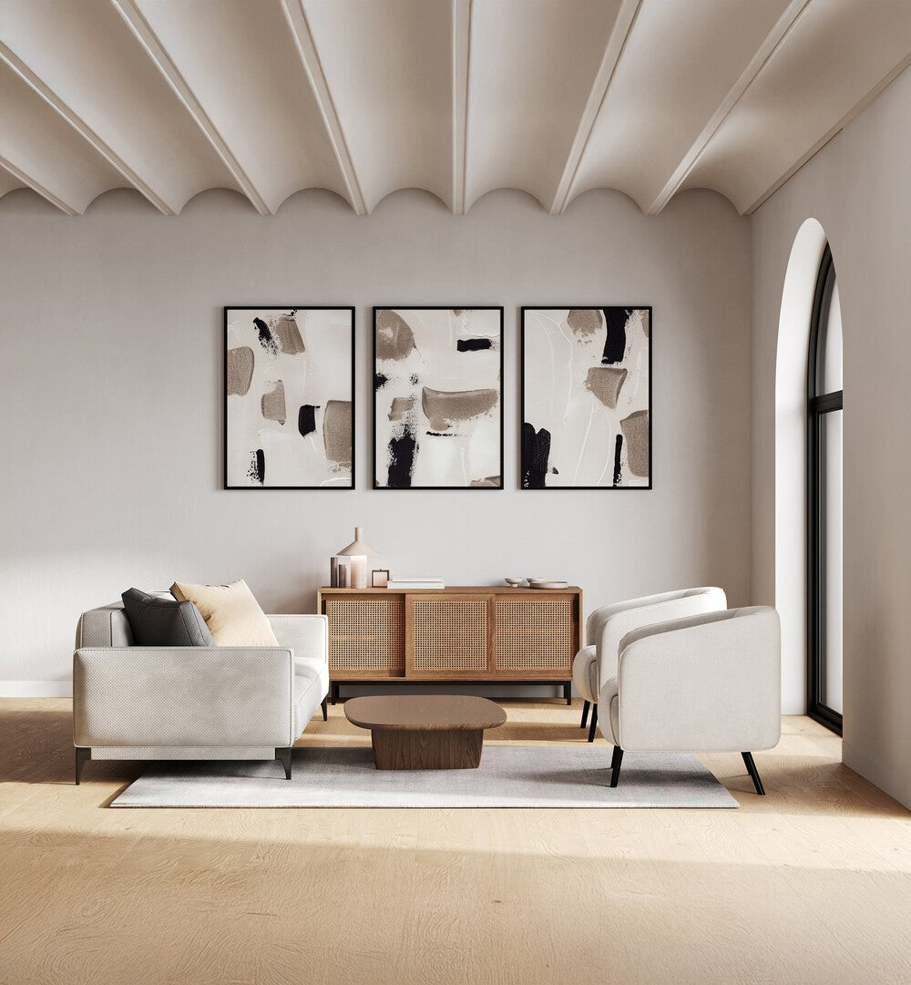 Elevate your decor with the TIMELESS TEXTURE SET, SET OF 3 PAINTINGS, perfect for any stylish living space.