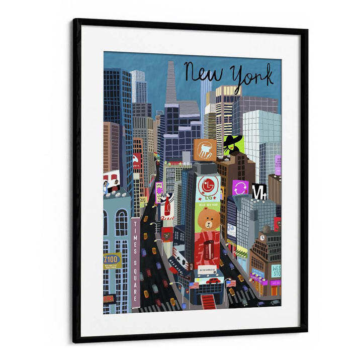 Captivating TIMES SQUARE, TRAVEL POSTERS by Carla Daly, showcasing the vibrant essence of New York City.