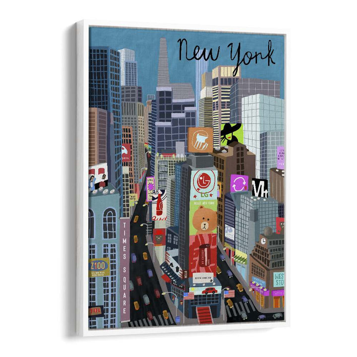 Vibrant TIMES SQUARE travel posters by Carla Daly, capturing the essence of New York City’s iconic landscape.