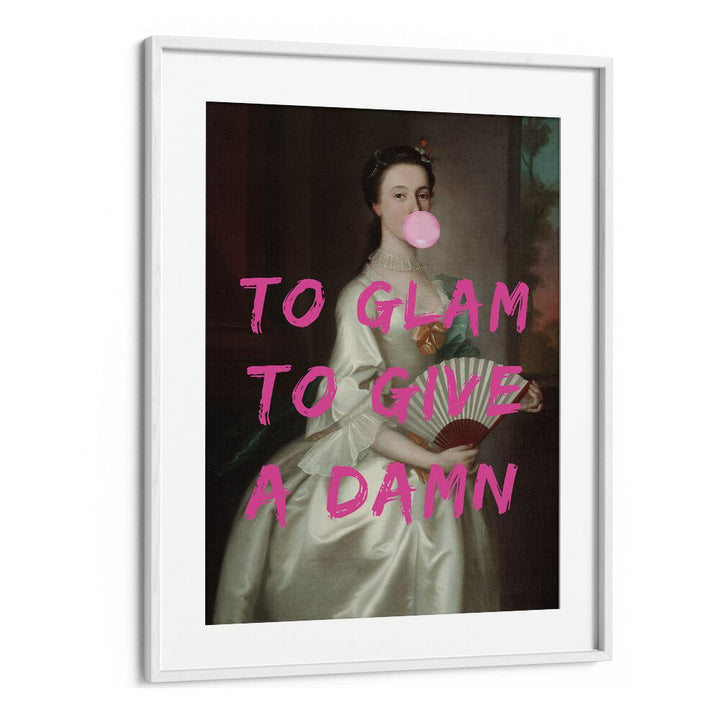 TO GLAM, ALTERED ART PRINTS features a stylish vintage portrait with vibrant text, perfect for modern home decor.