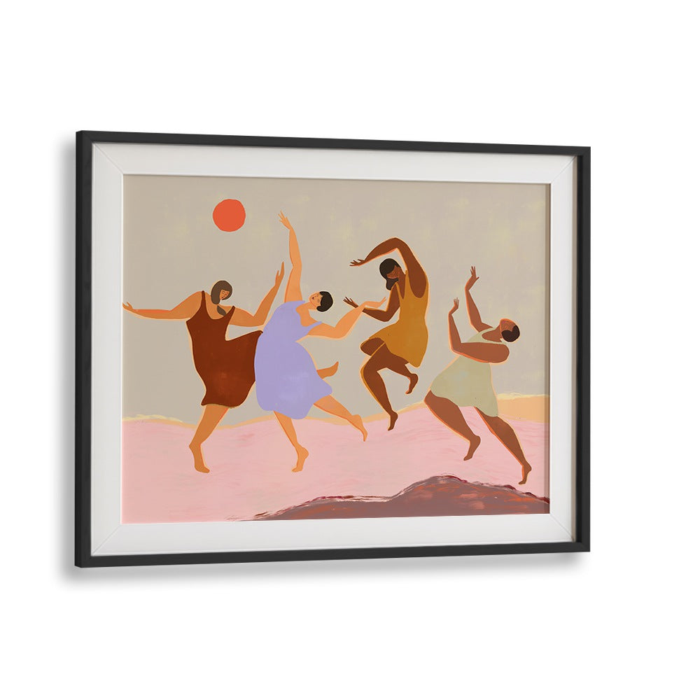 Colorful figurative illustration of dancers in the "TOGETHER, PORTRAITS" print by Arty Guava for vibrant home decor.