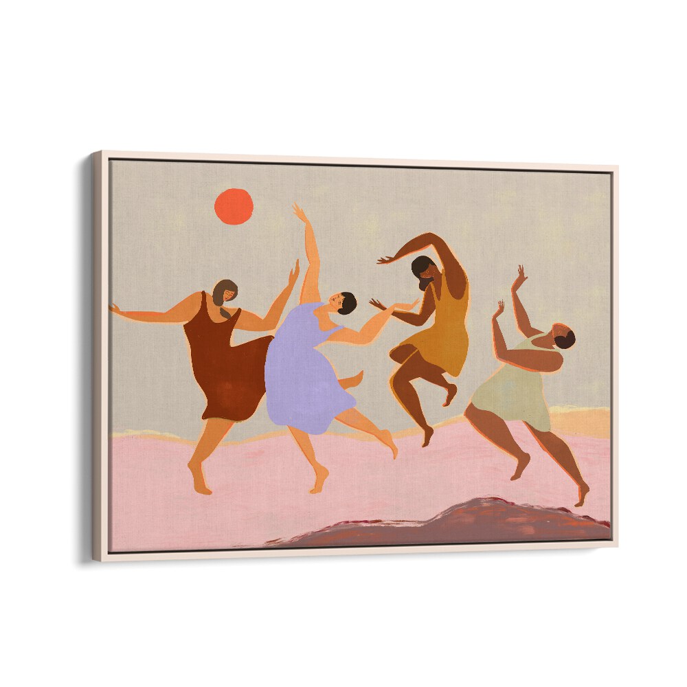 Vibrant wall art featuring joyful figures celebrating life, perfect for enhancing decor with TOGETHER, PORTRAITS by Arty Guava.