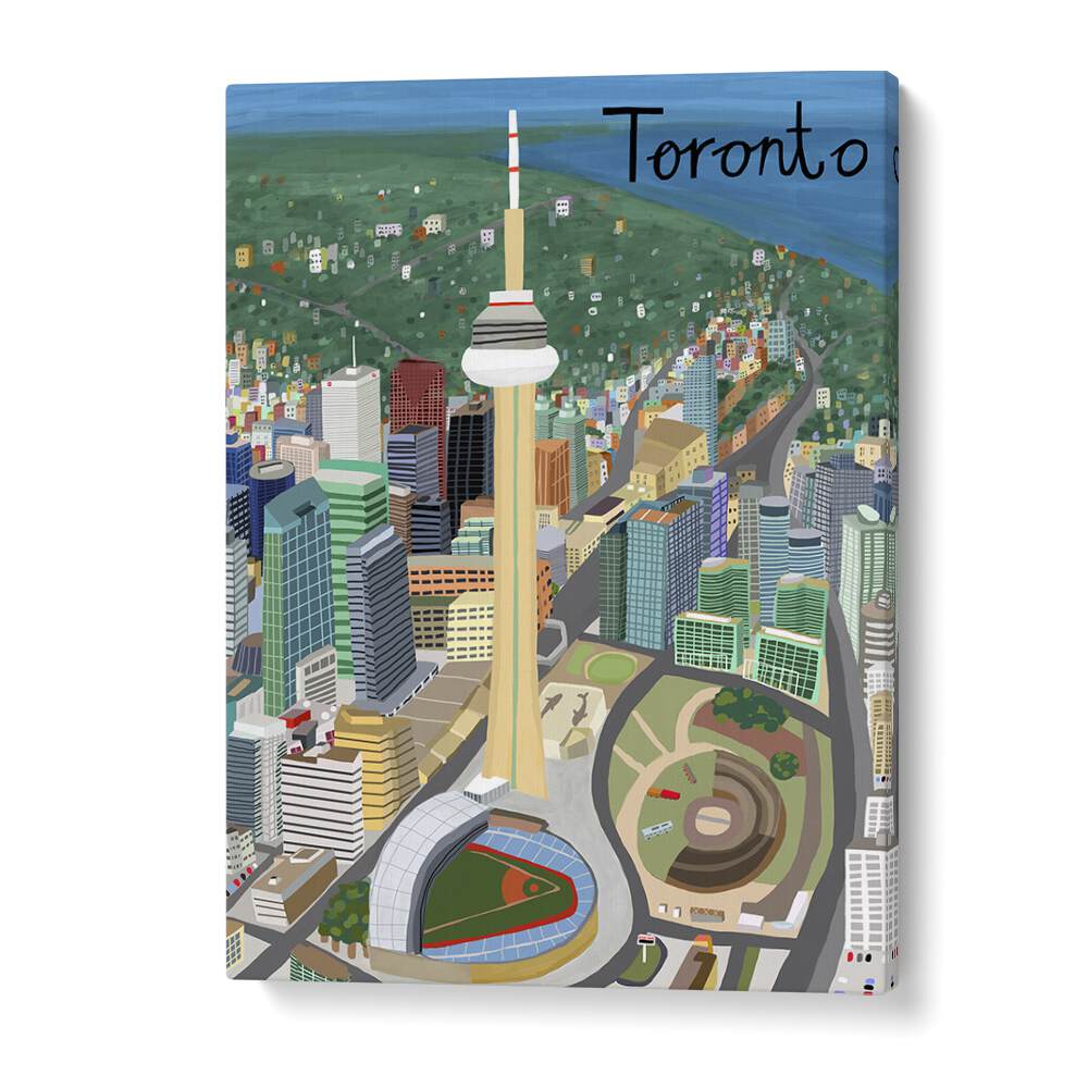 Vibrant Toronto skyline captured in stunning TORONTO, TRAVEL POSTERS by Carla Daly, showcasing the city's charm.